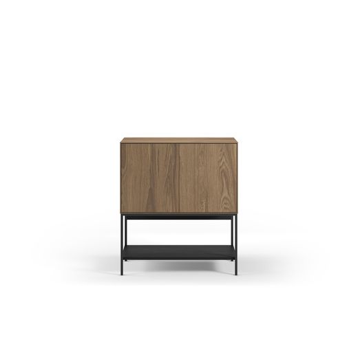 Tall sideboard in wood and metal, oak and black, 80 x 40 x 90 cm | Amira