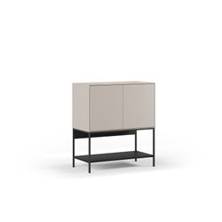Hohes Sideboard aus Holz und Metall in Creme und Schwarz, 80 x 40 x 90 cm | Amira