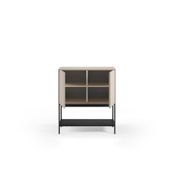 Hohes Sideboard aus Holz und Metall in Creme und Schwarz, 80 x 40 x 90 cm | Amira