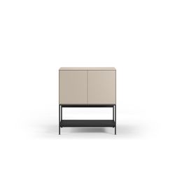 Hohes Sideboard aus Holz und Metall in Creme und Schwarz, 80 x 40 x 90 cm | Amira