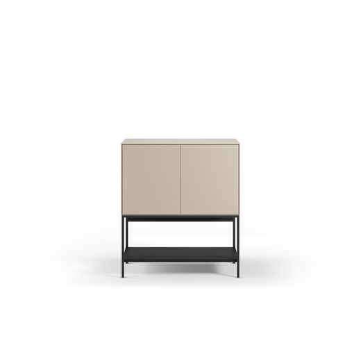 Hohes Sideboard aus Holz und Metall in Creme und Schwarz, 80 x 40 x 90 cm | Amira