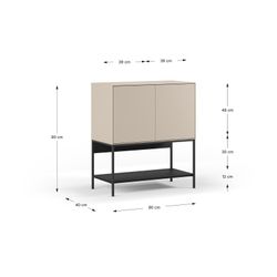 Hohes Sideboard aus Holz und Metall in Creme und Schwarz, 80 x 40 x 90 cm | Amira