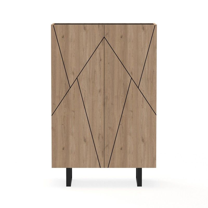 Lampada A Sospensione Malimea HOFSTEIN, 4 Luci In Metallo Nero E Legno, Paralumi In Tessuto Rame, H Max 135 Cm, E14