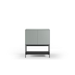 Tall sideboard in wood and metal in green and black, 80 x 40 x 90 cm | Amira