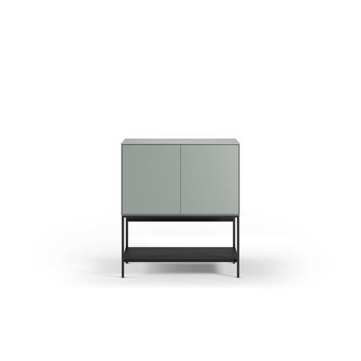 Tall sideboard in wood and metal in green and black, 80 x 40 x 90 cm | Amira