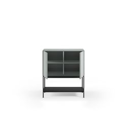 Tall sideboard in wood and metal in green and black, 80 x 40 x 90 cm | Amira
