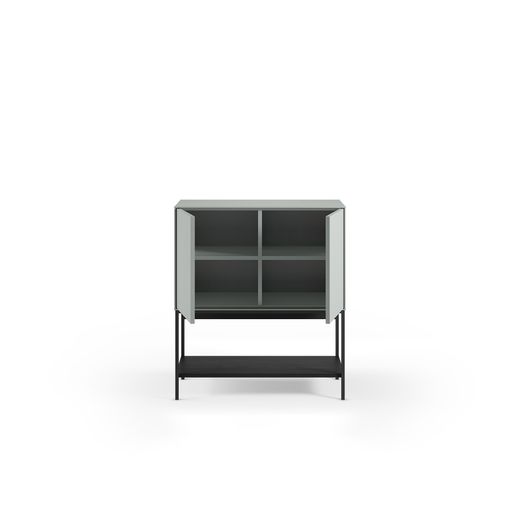 Tall sideboard in wood and metal in green and black, 80 x 40 x 90 cm | Amira