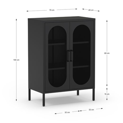 Tall metal sideboard in black, 70 x 40 x 100 cm | Diora