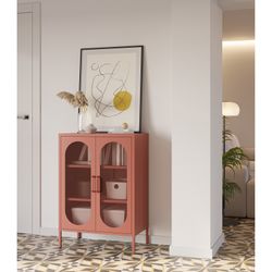Tall metal sideboard in terracotta, 70 x 40 x 100 cm | Diora