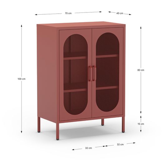 Tall metal sideboard in terracotta, 70 x 40 x 100 cm | Diora