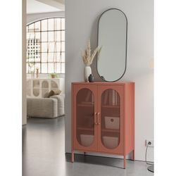 Tall metal sideboard in terracotta, 70 x 40 x 100 cm | Diora