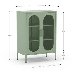 Tall metal sideboard in mint green, 70 x 40 x 100 cm | Diora