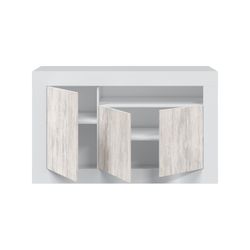 White/natural wooden sideboard, 144x42x87 cm | BALTIK