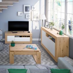 Dressoir naturel/wit hout, 144x42x87 cm | BALTIK