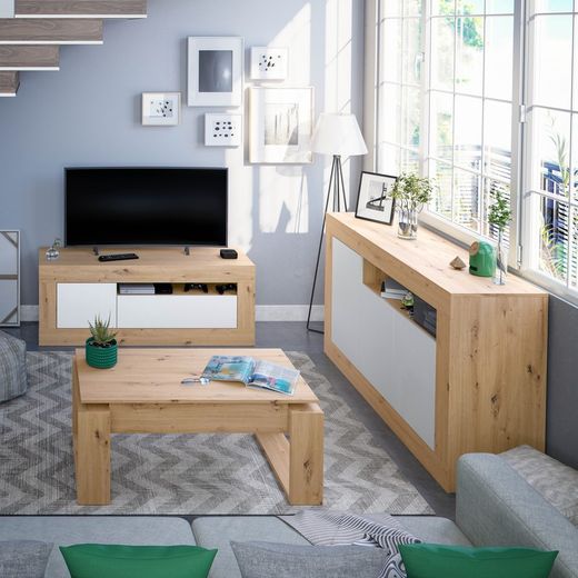 Dressoir naturel/wit hout, 144x42x87 cm | BALTIK