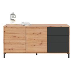 Sideboard in natural wood/anthracite grey, 154x41x74 cm | BROOKLYN