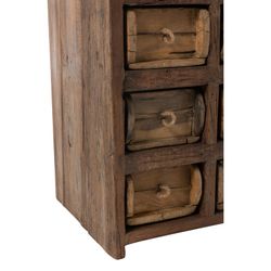 Brown Raw Wood 12-Drawer Sideboard, 37'5x34x82'5 cm