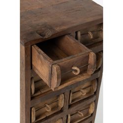 Brown Raw Wood 12-Drawer Sideboard, 37'5x34x82'5 cm