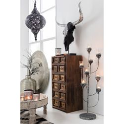 Brown Raw Wood 12-Drawer Sideboard, 37'5x34x82'5 cm