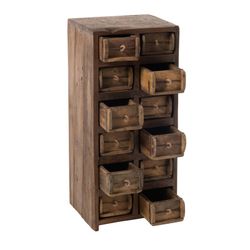 Brown Raw Wood 12-Drawer Sideboard, 37'5x34x82'5 cm