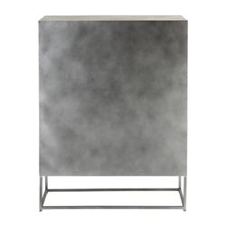 Kredens z 2 drzwiami z żelaza i szarości Shanil/naturalnego drewna, 85x42x111 cm