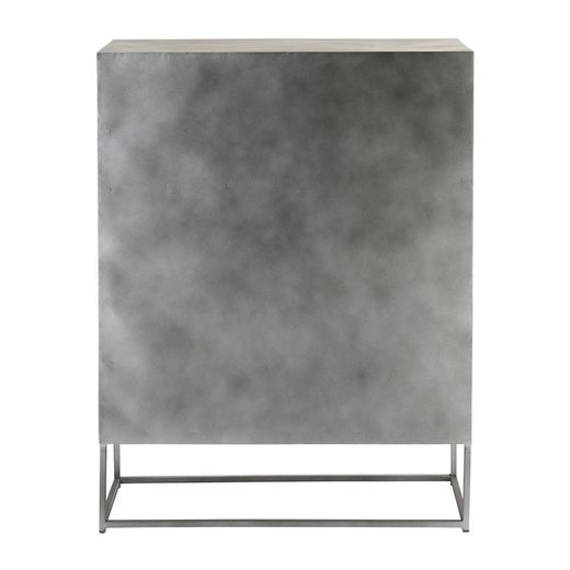 Kredens z 2 drzwiami z żelaza i szarości Shanil/naturalnego drewna, 85x42x111 cm