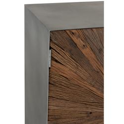 Kredens z 2 drzwiami z żelaza i szarości Shanil/naturalnego drewna, 85x42x111 cm