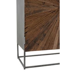 Kredens z 2 drzwiami z żelaza i szarości Shanil/naturalnego drewna, 85x42x111 cm