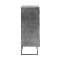 Aparador com 2 Portas em Ferro e Cinza Shanil/Madeira Natural, 85x42x111 cm
