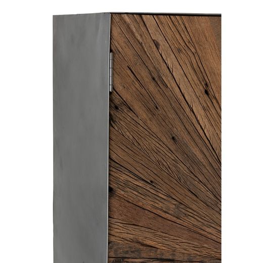 Komoda 2-Drzwiowa z Drewna Shanil Szary/Naturalny, 90x40x160 cm