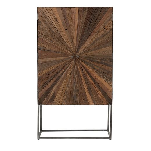 Komoda 2-Drzwiowa z Drewna Shanil Szary/Naturalny, 90x40x160 cm