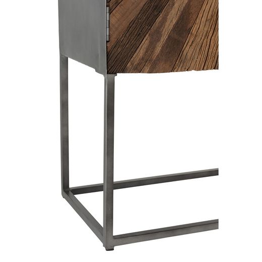 Komoda 2-Drzwiowa z Drewna Shanil Szary/Naturalny, 90x40x160 cm