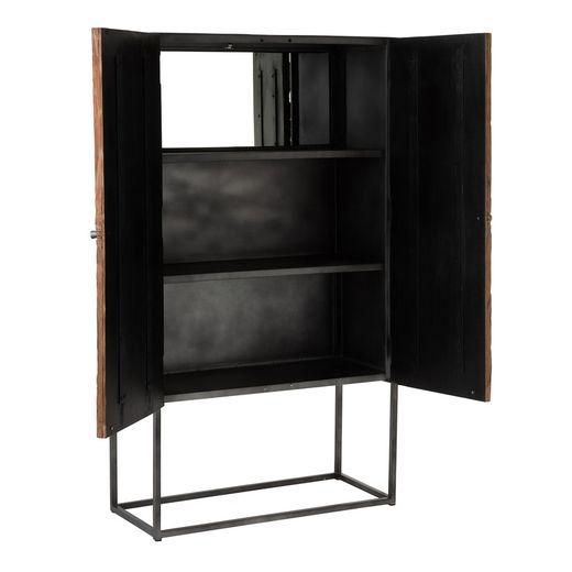 Komoda 2-Drzwiowa z Drewna Shanil Szary/Naturalny, 90x40x160 cm