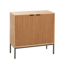 2-dörrars skänk i trä och natur/svart metall, 80x35x80 cm