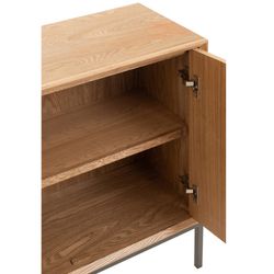 2-dörrars skänk i trä och natur/svart metall, 80x35x80 cm