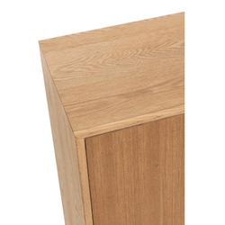 2-dörrars skänk i trä och natur/svart metall, 80x35x80 cm