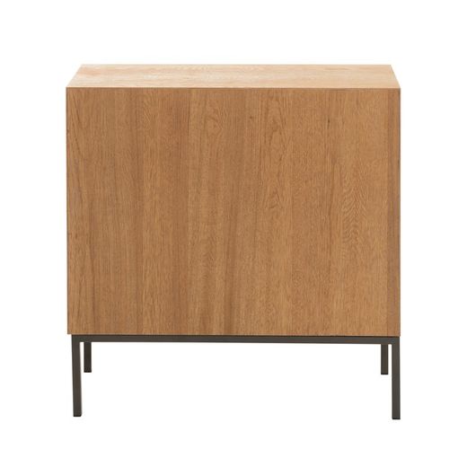 2-dörrars skänk i trä och natur/svart metall, 80x35x80 cm