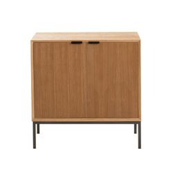 2-dörrars skänk i trä och natur/svart metall, 80x35x80 cm