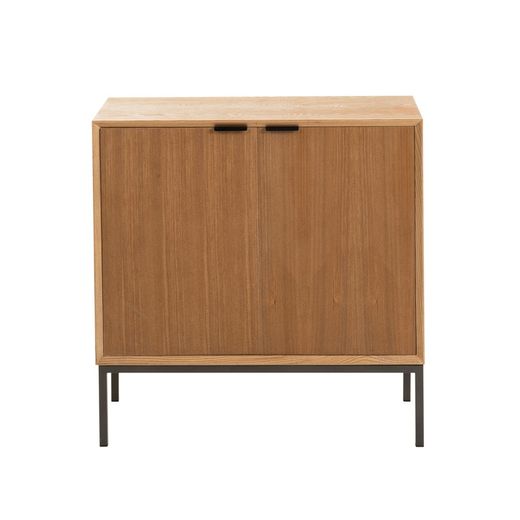 2-dörrars skänk i trä och natur/svart metall, 80x35x80 cm