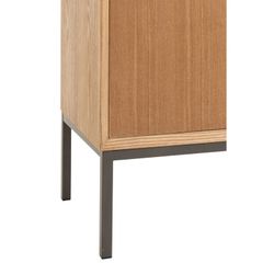 2-dörrars skänk i trä och natur/svart metall, 80x35x80 cm