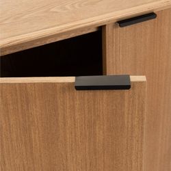 2-dörrars skänk i trä och natur/svart metall, 80x35x80 cm