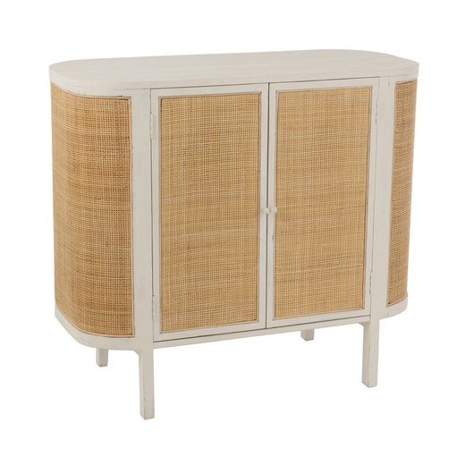 Complete ronde woonkamer in wit hout en natuurlijk rotan | molly