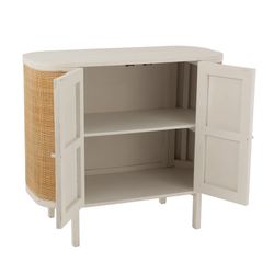 Complete ronde woonkamer in wit hout en natuurlijk rotan | molly