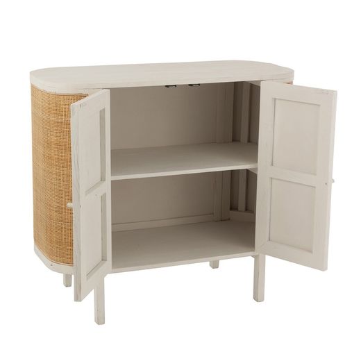 Complete ronde woonkamer in wit hout en natuurlijk rotan | molly