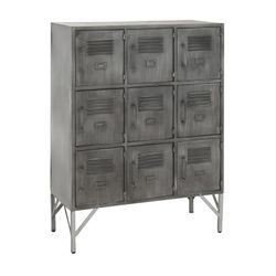 Buffet avec 9 portes en métal argenté, 86x41x113,5 cm