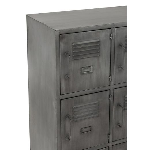 Buffet avec 9 portes en métal argenté, 86x41x113,5 cm