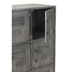 Buffet avec 9 portes en métal argenté, 86x41x113,5 cm