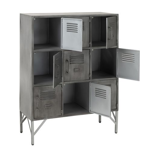 Buffet avec 9 portes en métal argenté, 86x41x113,5 cm