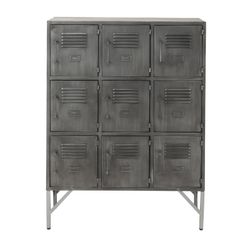 Buffet avec 9 portes en métal argenté, 86x41x113,5 cm