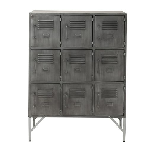 Buffet avec 9 portes en métal argenté, 86x41x113,5 cm